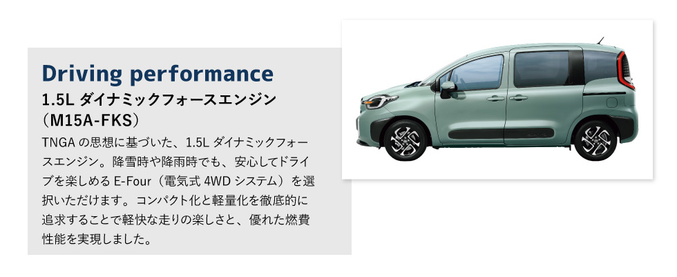 Driving performance　1.5Lダイナミックフォースエンジン（M15A-FKS）